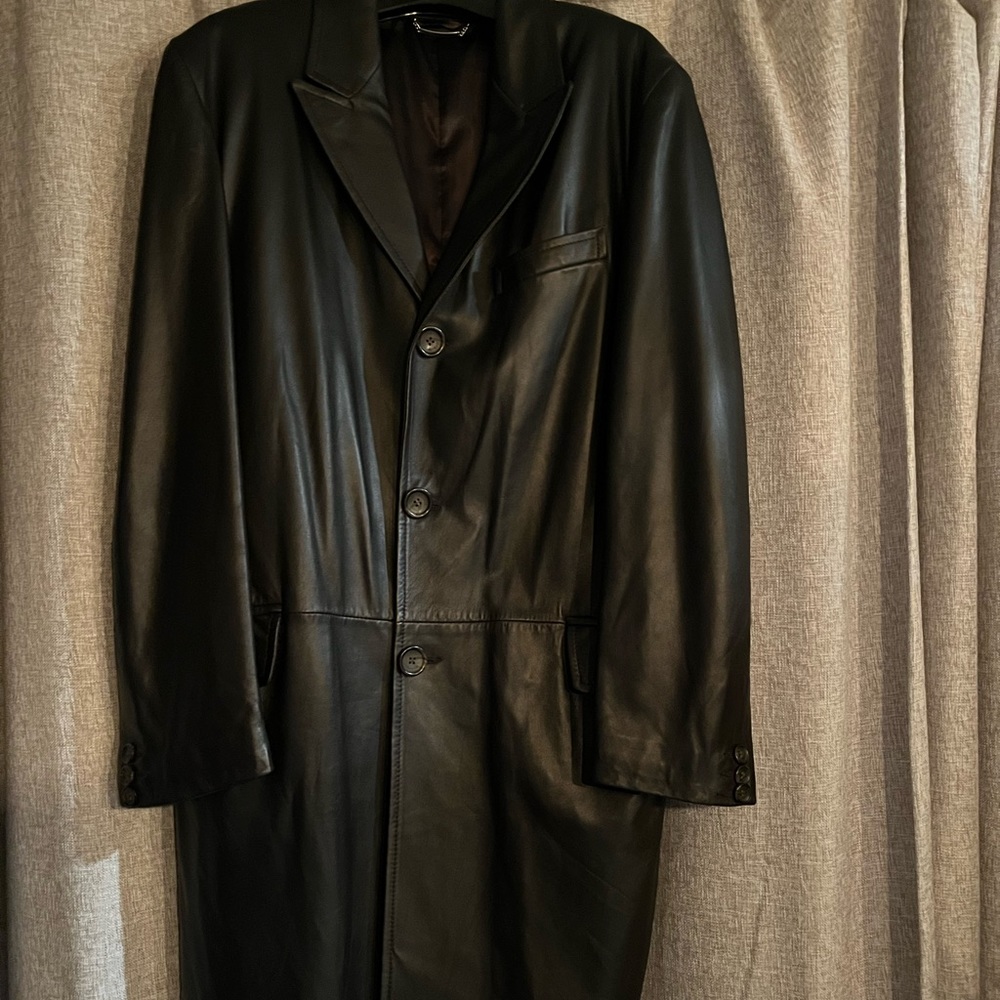 Versace Men’s Leather Trench Top Coat Size 40 Regular